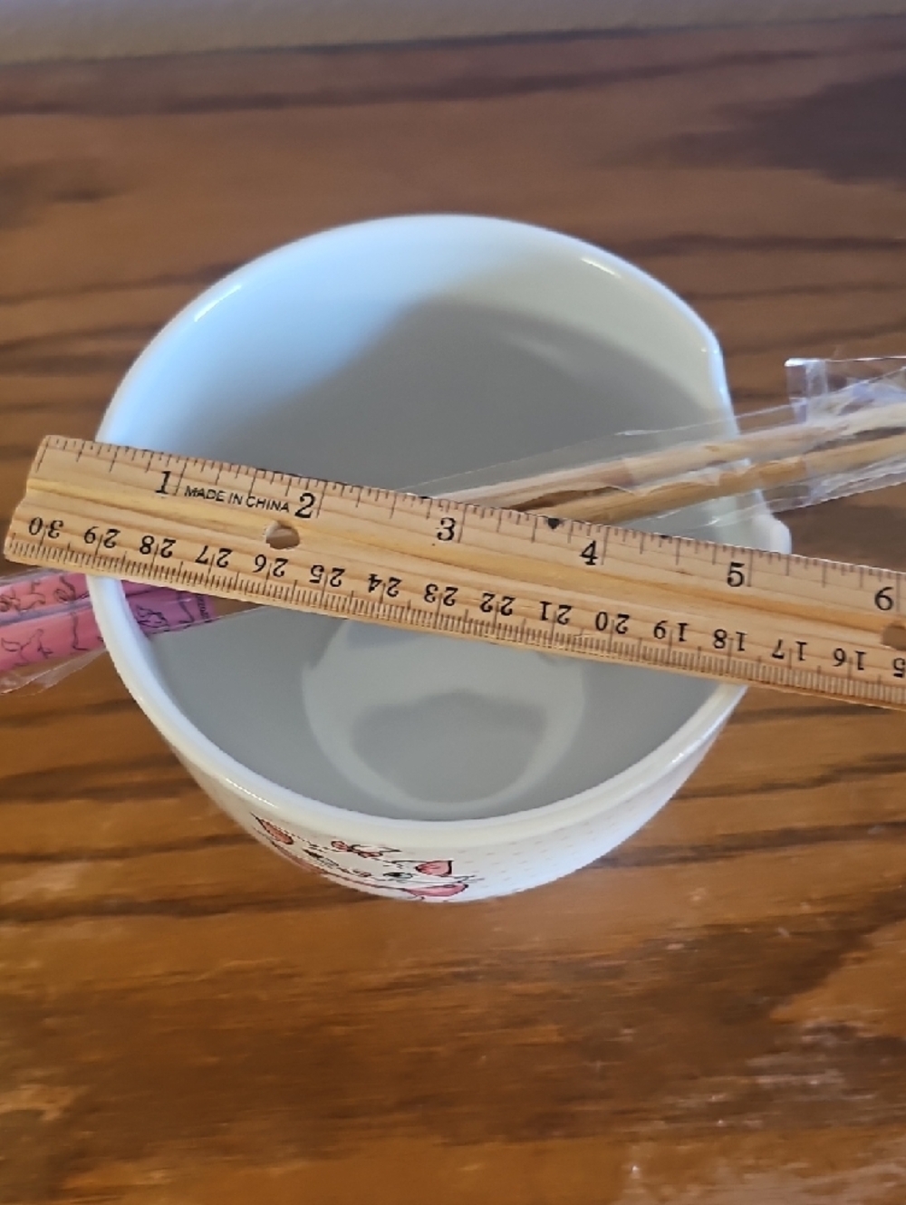 Disney The Aristocats Marie Bow Ribbon Ceramic Ramen Bowl with Chopsticks - Picture 7 of 9